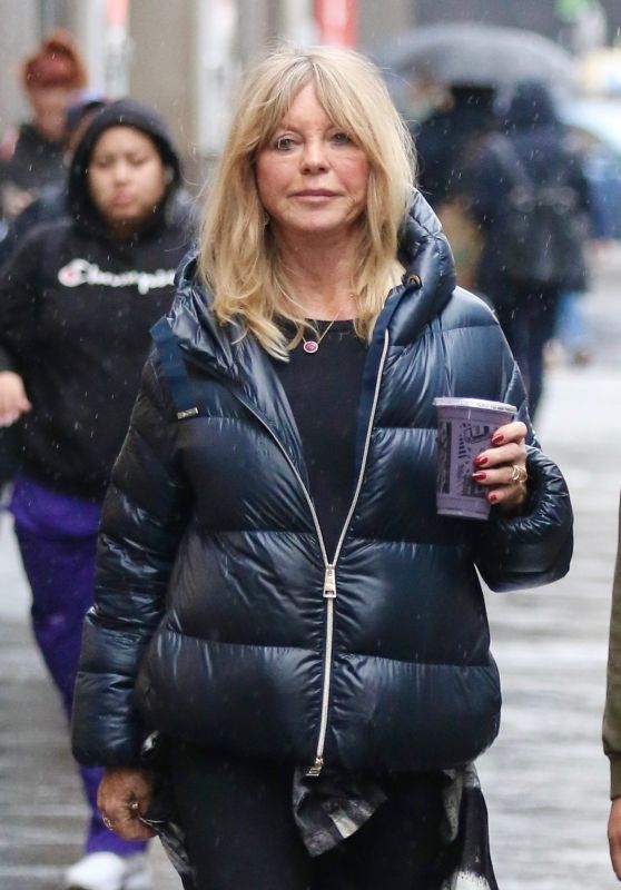 Goldie Hawn in a Stylish Puffer Jacket in Manhattan’s Midtown Area 02/17/2023