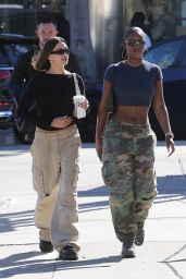 Hailey Rhode Bieber and Justine Skye at Great White on Melrose Ave in West Hollywood 02/07/2023