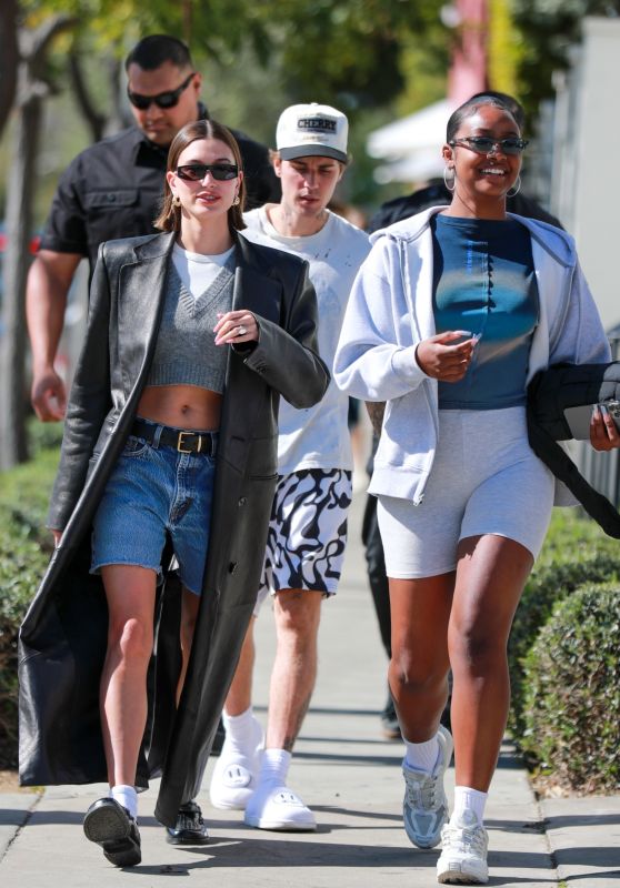 Hailey Rhode Bieber and Justine Skye at the The White Shark in West Hollywood 02/10/2023