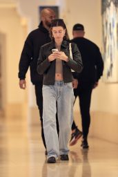 Hailey Rhode Bieber in Blue Jeans and a Crop Top in Beverly Hills 02/08/2023