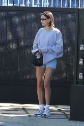 Hailey Rhode Bieber in Micro Shorts and an Oversized Sweatshirt in West Hollywood 02/09/2023