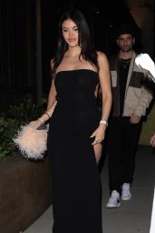 Holly Scarfone in a Black Dress at Baltaire Restaurant in Los Angeles 02/02/2023