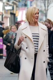 Jenni Falconer in a White Coat at Sweaty Betty in London 02/15/2023