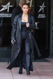 Kim Kardashian in All Black Outfit at Mamba Academy in Los Angeles 02/17/2023