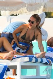 Kimberley Garner in a Green Bikini on the Beach in Miami 02/26/2023
