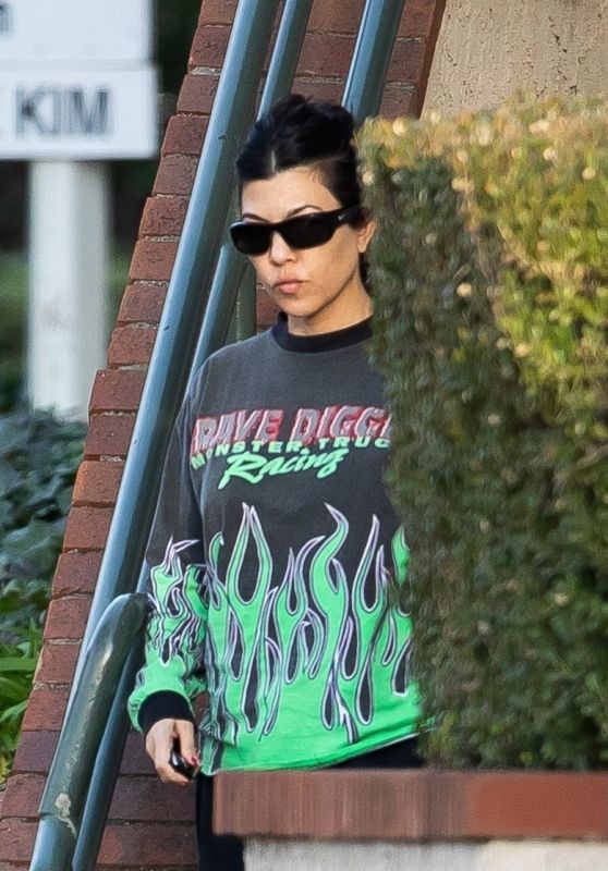 Kourtney Kardashian Wearing a "Grave Digger" Sweat Shirt in Calabasas 02/03/2023