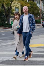 Lily Collins and Charlie McDowell at All Time Restaurant in Los Feliz 02/14/2023