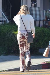 Malin Akerman in a Colorful Cow Print Jeans With a Cream-Colored Sweater - Los Angeles 02/09/2023