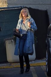 Malin Akerman in a Long Denim Dress Shirt and Matching Blue Jeans - Los Angeles 02/18/2023