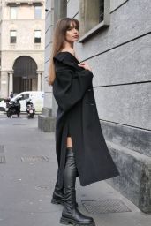 Mara Lafontan – Arriving at Ermanno Scervino Fashion Show in Milan 02/25/2023