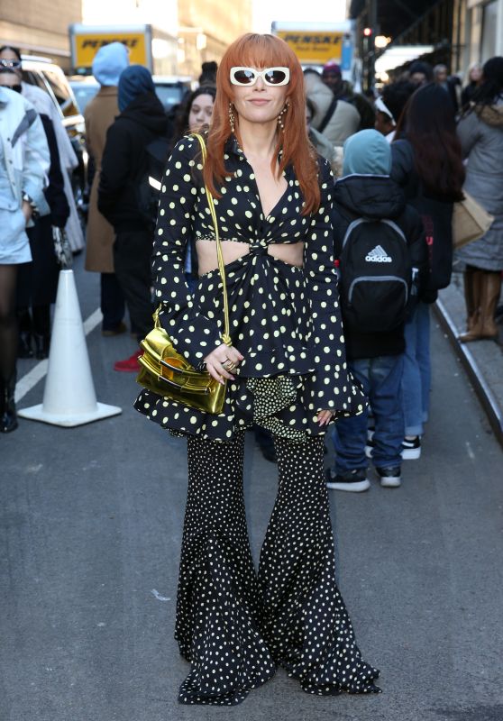 Natasha Lyonne Wears Polka Dots - Outside Proenza Schouler Fashion Show in New York 02/11/2023