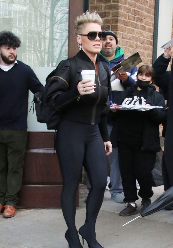 Pink - Exiting a Hotel in NYC 02/22/2023