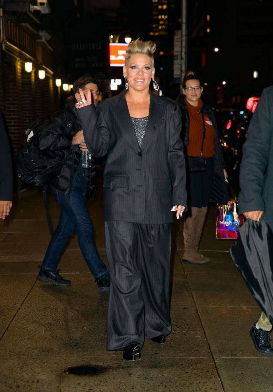 Pink - Exits From "The Late Show with Stephen Colbert" in New York 02/21/2023