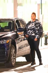 Queen Latifah in a Black and White Windbreaker Shooting Scenes For New TV Show in New York 01/30/2023