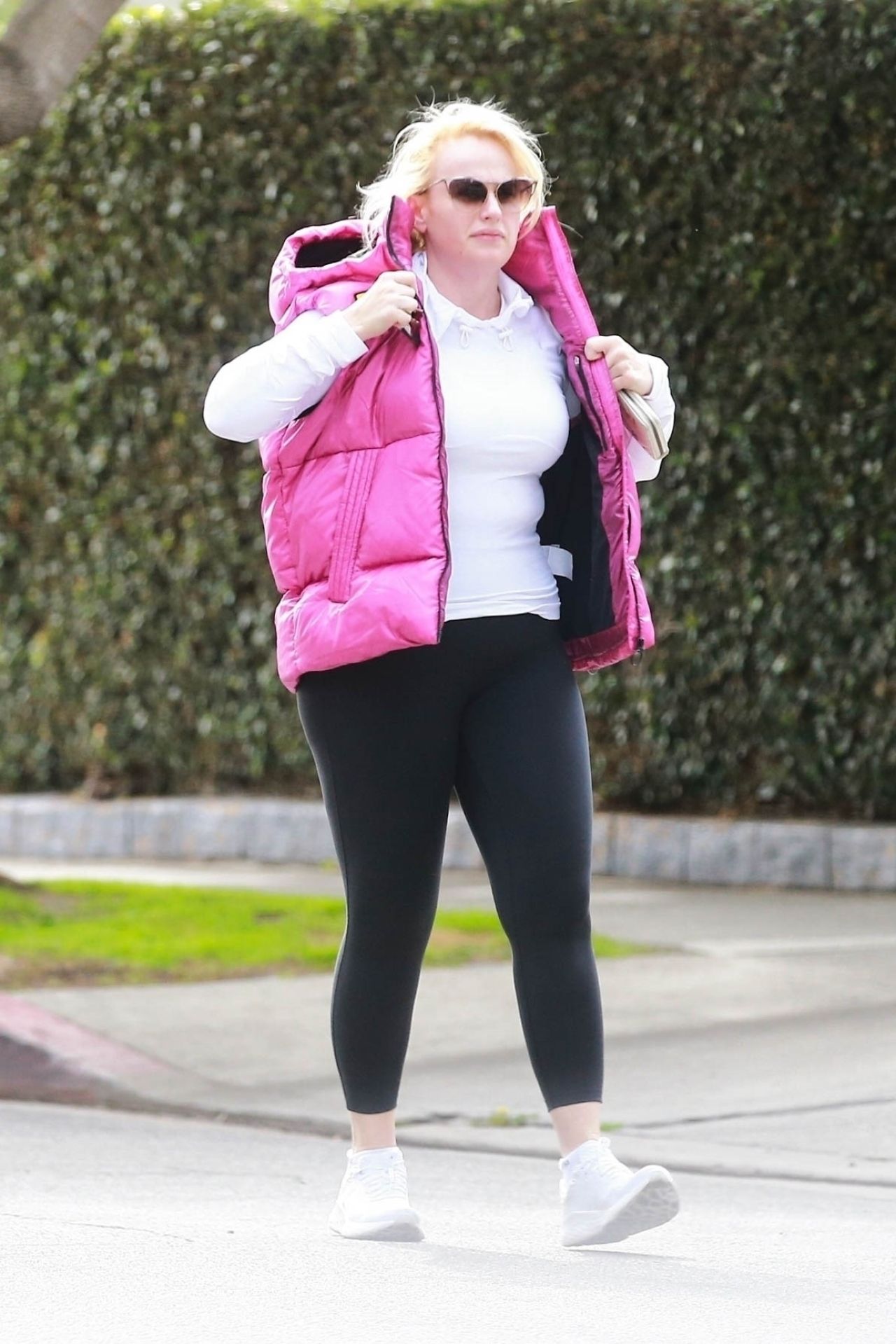 Rebel Wilson Wearing Pink Puffer Vest - Los Angeles 02/17/2023 • CelebMafia