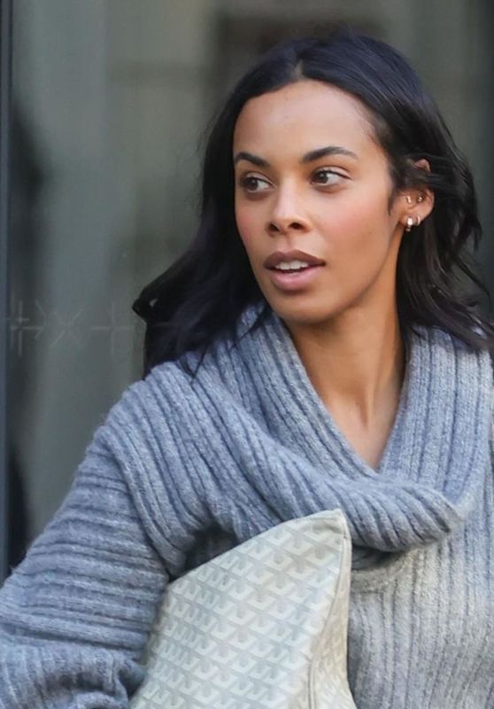 Rochelle Humes in a Grey Sweater - London 02/09/2023