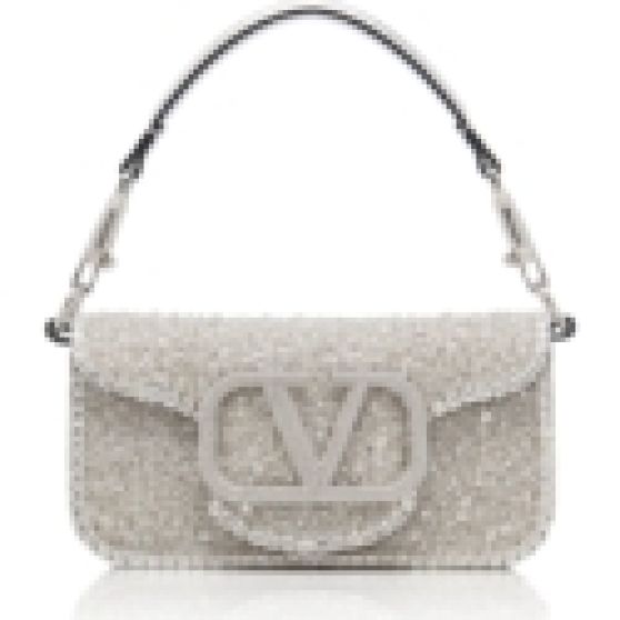 Valentino Loco Silk Rhinestone Small Shoulder Bag