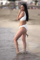Chantelle Houghton in a White Bikini on the Beach in Tenerife 03/20/2023