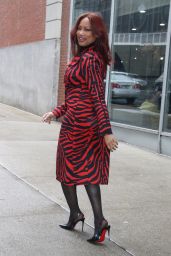 Garcelle Beauvais Wearing a Red Zebra Stripe Ensemble in New York 02/28/2023