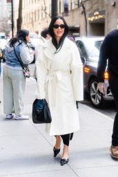 Katy Perry in a White Coat in New York City 03/27/2023