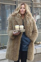 Kelly Bensimon in a Cozy Fur Coat With Leather Shorts - NYC 03/15/2023