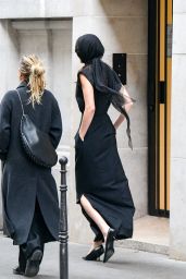 Kendall Jenner in a Plunging Black Gown and a Matching Headscarf - Paris 03/22/2023
