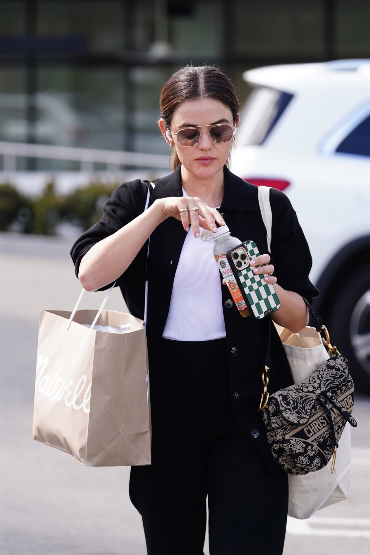 Lucy Hale in a Monochrome Outfit - Shopping at Madewell Clothing Store ...