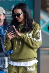Maya Jama in Travel Outfit - Airport in Cape Town 02/27/2023