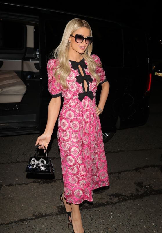 Paris Hilton in a Pink Dress on The One Show in London 03/16/2023