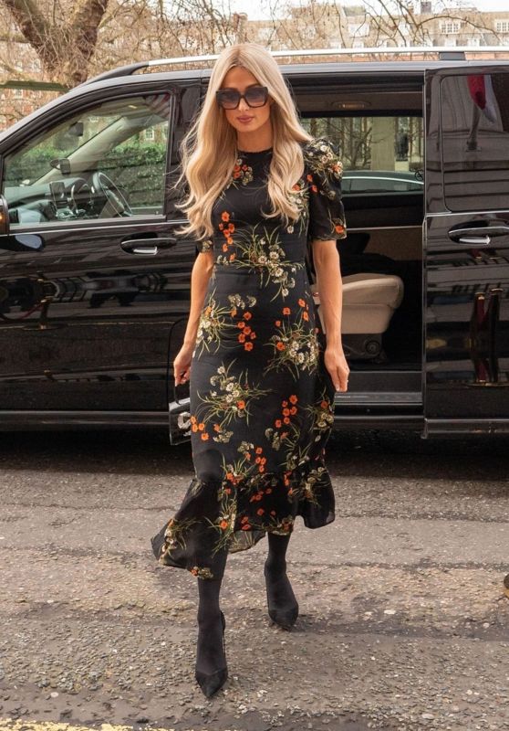 Paris Hilton Wears Floral Dress in London 03/16/2023