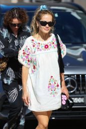 Rita Ora in a Floral T-shirt Dress at Bondi Icebergs in Sydney 03/30/2023
