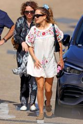 Rita Ora in a Floral T-shirt Dress at Bondi Icebergs in Sydney 03/30/2023
