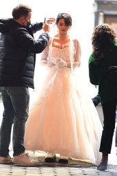 Selena Gomez Wears a Wedding Dress - "Only Murders in the Building" Set in New York 03/21/2023