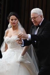 Selena Gomez Wears a Wedding Dress - "Only Murders in the Building" Set in New York 03/21/2023