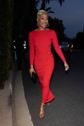 Tiffany Haddish in a Red Dress at J-Lo x Revolve Rvent in LA 03/18/2023