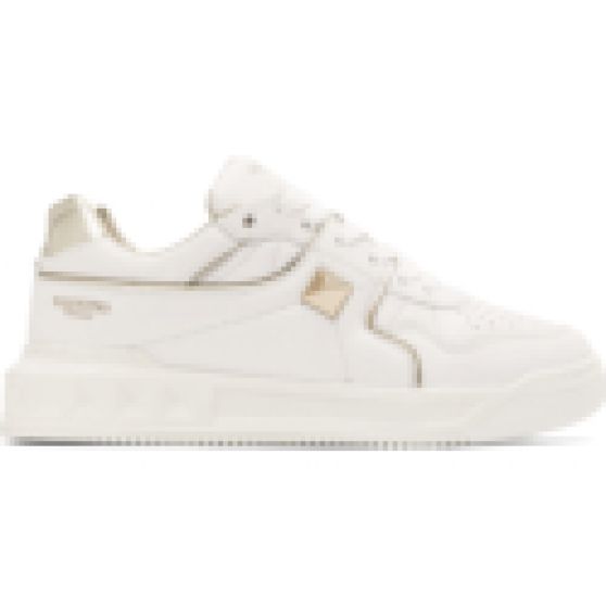 Valentino One Stud Low Top Gold Trim Sneakers