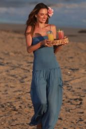 Alessandra Ambrosio in a Blue Maxi Dress - Photo Shoot in Malibu 04/22/2023