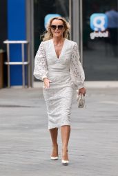 Amanda Holden in a Plunging Crop Top and Midi Skirt - London 04/18/2023