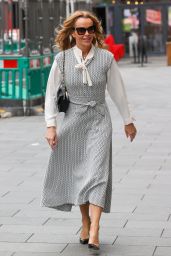 Amanda Holden Wearing a Grey Dress in London 04/24/2023