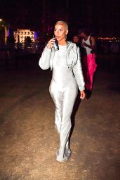 Amber Rose in a Skintight One Piece Bodysuit - Coachella Music & Arts Festival in Indio 04/23/2023
