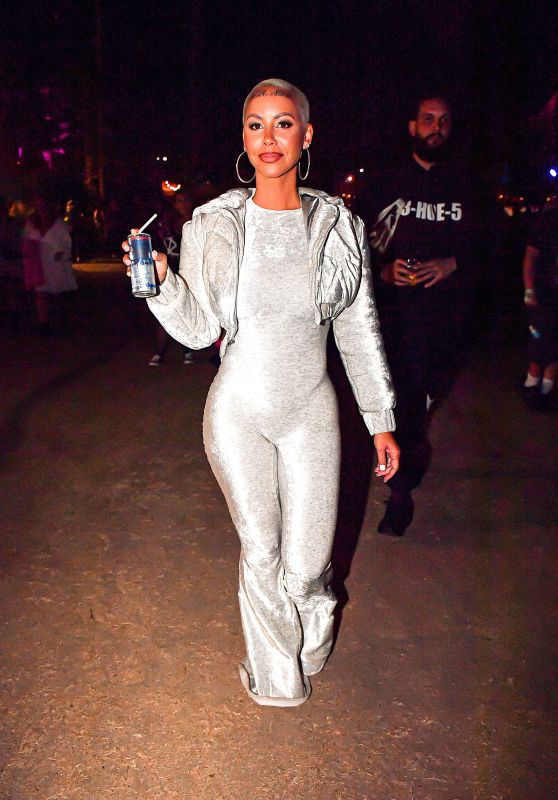 Amber Rose in a Skintight One Piece Bodysuit - Coachella Music & Arts Festival in Indio 04/23/2023