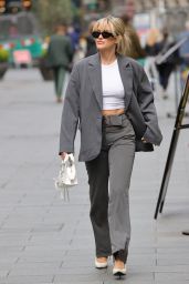Ashley Roberts in a White Crop Top and Grey Trouser Suit in London 04/24/2023