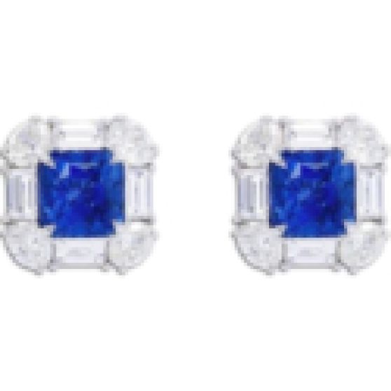 Bayco Jewels Saphire and Diamond Stud Earrings