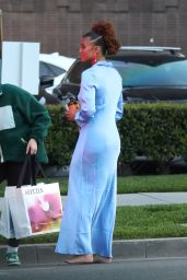 Briana Middleton Wearing a Blue Dress in Beverly Hills 04/24/2023