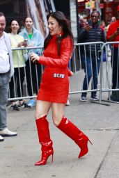 Christine Ko in a Red Mini Dress at GMA in New York 04/05/2023