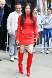 Christine Ko in a Red Mini Dress at GMA in New York 04/05/2023