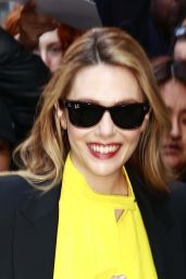 Elizabeth Olsen Wearing Yellow Dress With a Black Blazer on Top - New York 04/19/2023