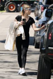 Emma Roberts in a Black Tee and Leggings - Los Angeles 04/05/2023