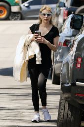 Emma Roberts in a Black Tee and Leggings - Los Angeles 04/05/2023