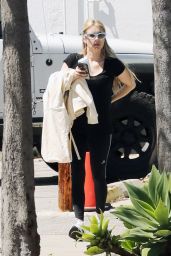 Emma Roberts in a Black Tee and Leggings - Los Angeles 04/05/2023